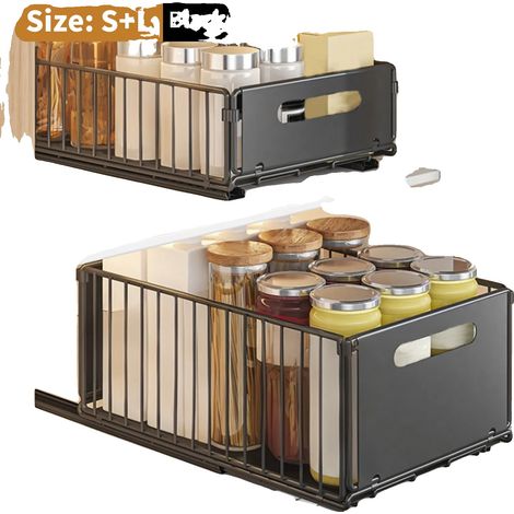 Étagère de rangement, design coulissant, capacité à double couche, Petite Grande Taille (1/2)