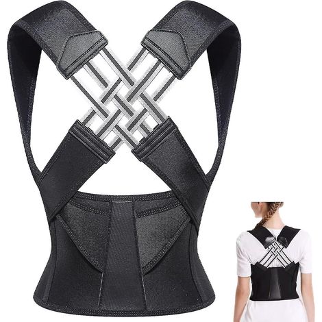 Ceinture de posture dorsale ajustable unisexe pour bureau, maison et salle de sport - Redresseur de dos, correcteur de posture, orthèse d'épaule, ceinture lombaire pour scoliose (XXL) (1/5)