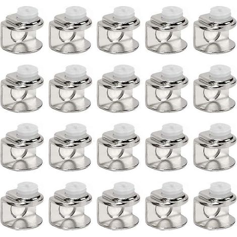 Lot de 20 supports d'étagère en verre, charnières et pinces de fixation pour verre massif, fixations murales pour étagères de cuisine ou placards en verre (1/4)