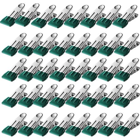 Confezione da 40 clip in acciaio inox per coperture per piscine fuori terra, clip per coperture invernali per piscine interrate, con rivestimento in PVC, clip a molla multiuso per asciugamani e panni 