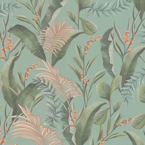 Flowers wallcovering wall Profhome 394364 hot embossed non-woven wallpaper slightly textured with floral ornaments matt blue green beige pink 5.33 m2