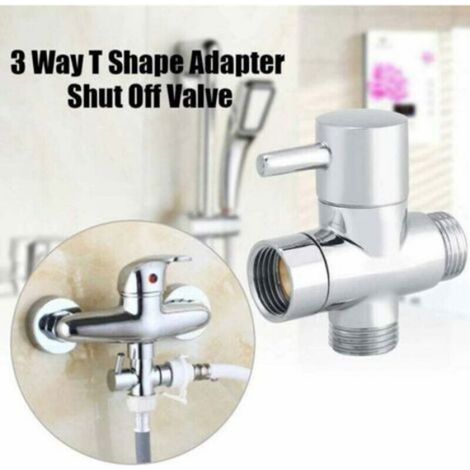Séparateur Tuyau 3 Voies - Inverseur Robinet Laiton Chromé G1/2 - Pour Douchette Main et Pomme de Douche Fixe - 1 Pièce (1/3)