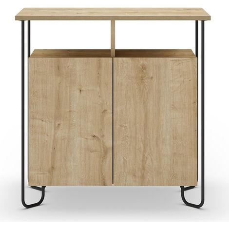 CALICOSY - Petit buffet 2 portes et pieds en métal Dilly - L80 cm