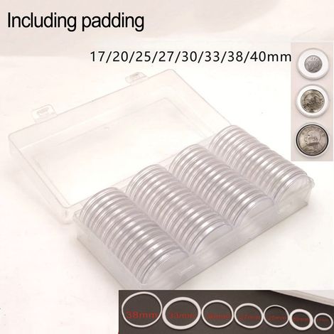 Boite De Rangement Pour Pieces De Monnaie - 60 Unites - Compatible 17 20 25 27 30 33 38 40 Mm - Avec Doublure En Mousse Ajustable - Boite De Stockage Transparente (1/4)