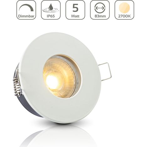 Einbauspot IP65 rund - Farbe: Weiß - LED Leuchtmittel: GU10 5W warmweiß dimmbar (1/5)