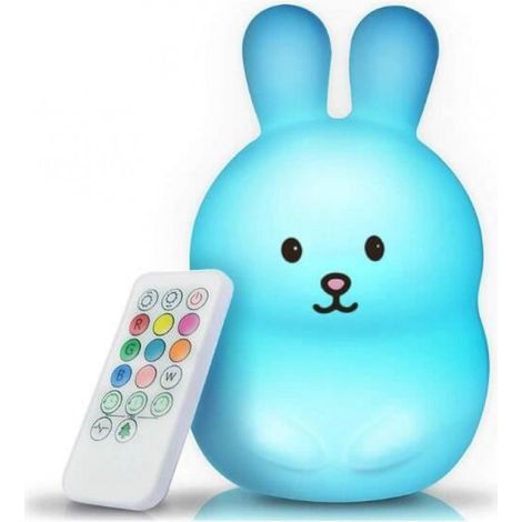 Veilleuse - Silicone Souple - 9 Couleurs - 4 Modes Éclairage - Rechargeable USB - 12 H Autonomie - Télécommande Incluse - Pour Bébé Et Enfants - 1 Pièce (1/4)
