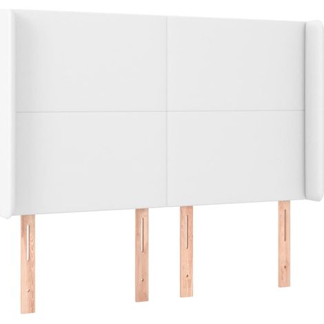 Tête de lit,Panneau décoratif avec oreilles Blanc 147x16x118/128 cm Similicuir CFW3844458 (1/5)