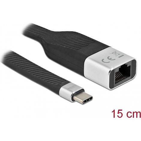 Delock Cable de cinta plana FPC USB Type-Câ¢ a Gigabit LAN 10/100/1000 Mbps 15 cm