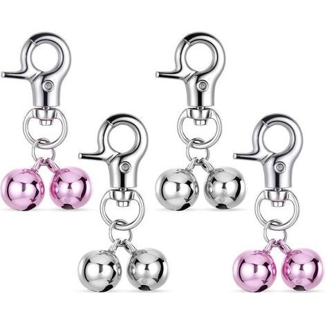 4 Stainless Steel Dog/Cat Bells, Pet Bells, Puppy Collar, Pet Pendant with Clip Clasps (1/5)