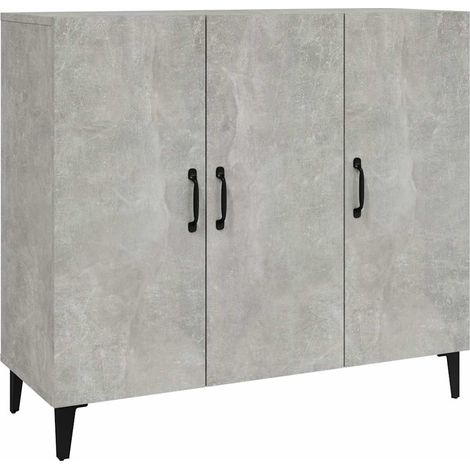 Buffet Meuble de Rangement 6 Compartiments Bois d'Ingénierie Gris Béton 90 x 34 x 80 cm (1/5)