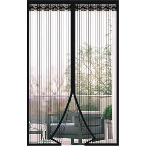 Lot de 1 moustiquaire magnétique noire 140 x 200 cm, rideau anti-moustiques à mailles ultra fines pour balcon et chambre (1/5)