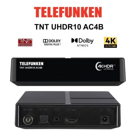 Récepteur TNT Ultra HD 4K TELEFUNKEN UHDR10 AC4B – Fonction TimeShift, Lecteur Multimédia, Enregistrement sur USB PVR (1/5)