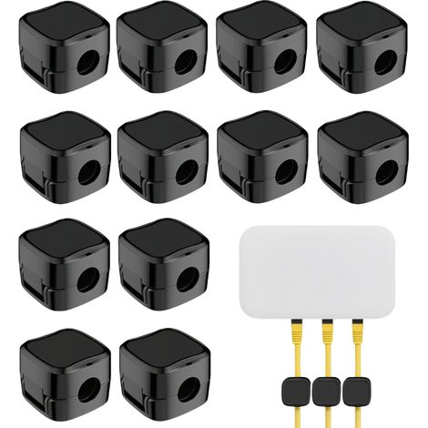 Lot de 12 clips câble magnétiques - Support organisation câbles bureau auto-adhésif - Pour câbles charge, bureau, table nuit - Range câbles et cordons (1/5)