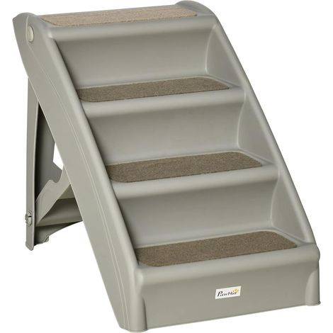 Folding Dog Staircase, 4 Non-Slip Steps, Plastic, Load Capacity 10 kg, Living Room, Bedroom (1/5)