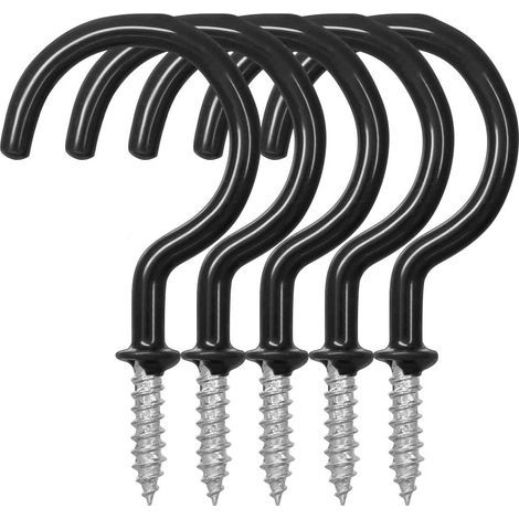 Ganchos atornillables, 7,4 cm / 2,9" Tornillos para colgar en el techo con revestimiento de vinilo para uso interior y exterior - Negro 20 unidades (1/5)