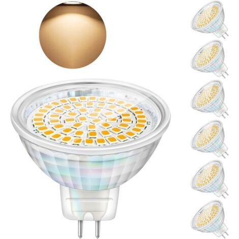 Ampoules LED GU5.3 5W 12V MR16 Spot Remplace Le Spot Halogène 460 Lumens Blanc Chaud 3000K Non-Dimmable Paquet de 6 (1/4)