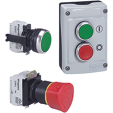 Coup de poing à accrochage non lumineux Osmoz complet IP69 D.40mm EN 418 pousser-tourner LEGRAND 023726 (1/3)