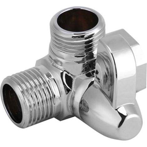 Inverseur 3 voies en laiton chromé G1/2" – Robinetterie de douche T-branchement pour bras mural – Qualité professionnelle (1/5)