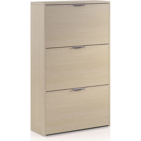 Zapatero ahorraespacio 60x22x113 cm roble claro con 3 puertas – Russia (1/4)