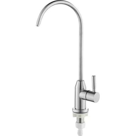 304 Stainless Steel Water Purifier Faucet with Large Curve, Kitchen Water Purifier Dedicated Faucet, 2/4 Point Dual Outlet Faucet - Brushed Pointed Tip Model with Connector, 4/4 Point to 2/4 Point