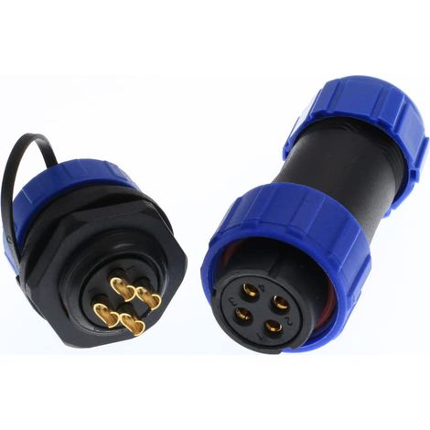 Connecteur aéronautique femelle à 4 broches + prise mâle circulaire Φ21 mm Boîtier de contrôle extérieur pour phare de jardin (1/5)