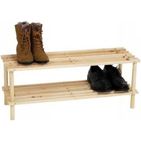 TrAdE Shop Traesio - Scarpiera Porta Scarpe 2 Ripiani Piani In Legno Scaffale Mobile Legno -