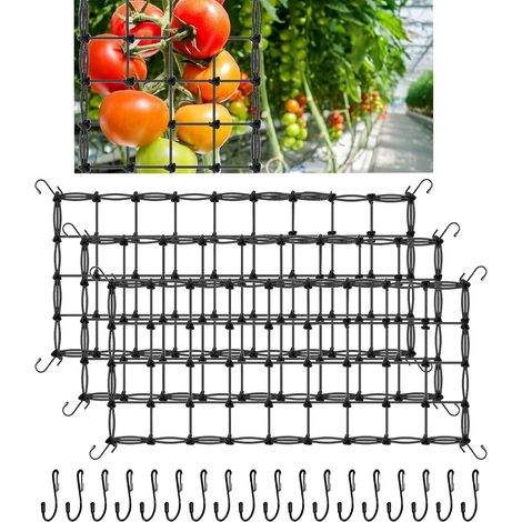 Filet de Tente de Culture, 60 x 120 cm Élastique Filet Palissage, pour Plantes avec 18 Crochets, Treillis Elastique pour Tente pour Grimpantes, Légumes, Fruits, Fleurs (1/5)