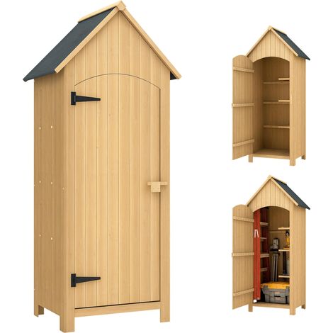 Abri de Jardin en Bois Toit Bitumé 77,5 x 54,2 x 179,5 cm Naturel (1/5)