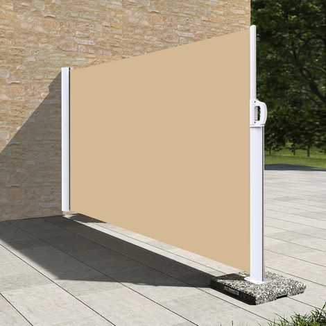 Store latéral brise-vue extérieur 1,6 x 3,5 m – Armature en aluminium blanc – Toile anti-UV 300 g/m² – Fixation murale ou sol – Sunny Inch (1/5)