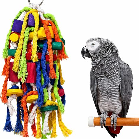 Juguetes masticables para loros grandes y pequeños, juguetes para jaulas de loros, bloques de madera para morder, juguetes para desgarrar para cotorras, cacatúas, loros grises africanos y otros loros 