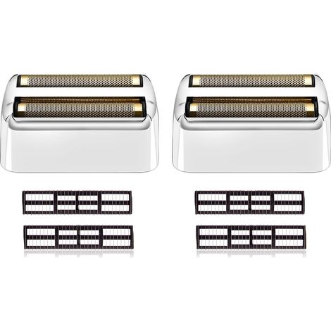 Set of 2 replacement heads compatible with BaByliss FXFS2G/FXFS2 membrane shavers, shaving head compatible with BaByliss Pro shavers, silver (1/4)