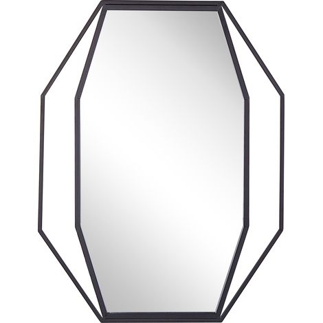 Espejo de pared octogonal gris 80 x 60 cm metal decorativo estilo minimalista moderno Nire