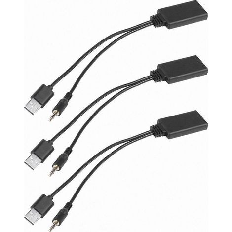 Trois modules Bluetooth sans fil pour voiture, adaptateur musical, récepteur auxiliaire, audio Aux, prise USB 3,5 mm, compatible avec E9. (1/5)