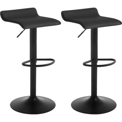 WOLTU 2 x Sgabelli da Bar Girevole Sedia per Cucina Rivestimento in Ecopelle Nero (1/5)