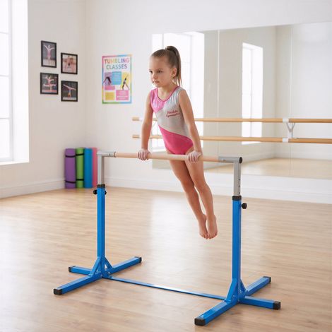 Barre de gymnastique ou de danse classique réglable en hauteur 92-150 cm, Bleu (1/5)