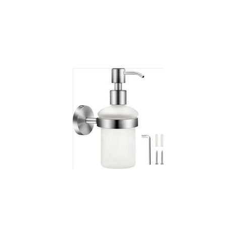 Dispenser di sapone a parete in vetro opaco, 200 ml, acciaio inox 304, dispenser a pompa per bagno per gel doccia, shampoo e sapone - Crezuo