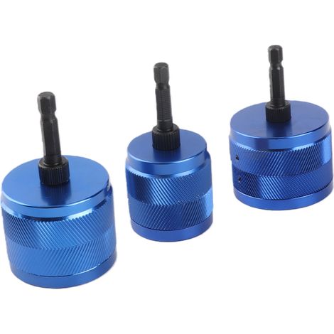 Ensemble 3 nettoyeurs pour tuyaux en cuivre 1/2, 3/4 et 1 pouce, outillage plomberie pour polissage et décapage, queue hexagonale 1/4, 9 brosses de rechange bleues (1/5)