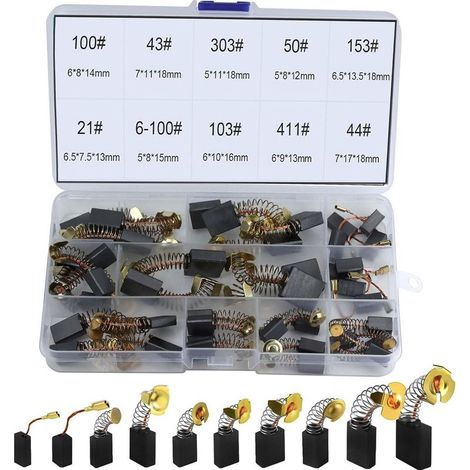 40pièces 10 tailles Balai Charbon Moteur Electrique Balais en Charbon Universel Charbon pour Perceuse Charbon pour Machine Electrique Brosses de Carbone pour Ponceuses, Scies Circulaires (1/5)