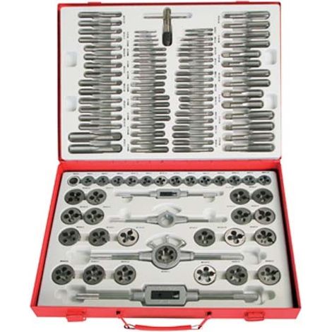 Mw Tools – SKC110ETM Coffret tarauds et filières 110 pièces – Pour métaux – Inclus tarauds M3 à M18 – Boîte métallique pratique
