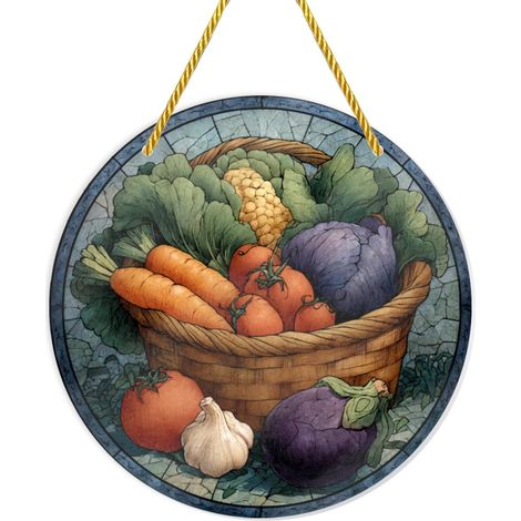 Ornements suspendus en acrylique de 20 x cm, panier légumes récolte, attrape soleil incassables (1/5)