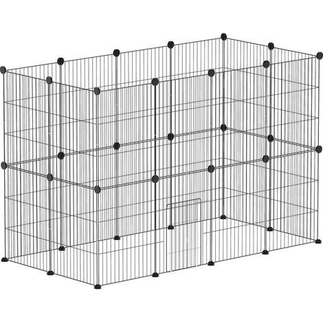 Tiergehege Kleintierauslauf modulares 24-Panel-Stahlgitter für Kaninchen 120 x 60 x 80 cm schwarz (1/5)