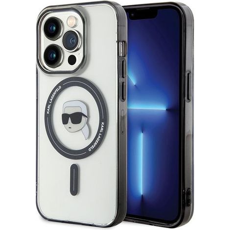Funda rígida transparente Karl Lagerfeld KLHMP15LHKHNOTK para iPhone 15 Pro de 6,1" con IML Karl's Head y MagSafe (1/5)