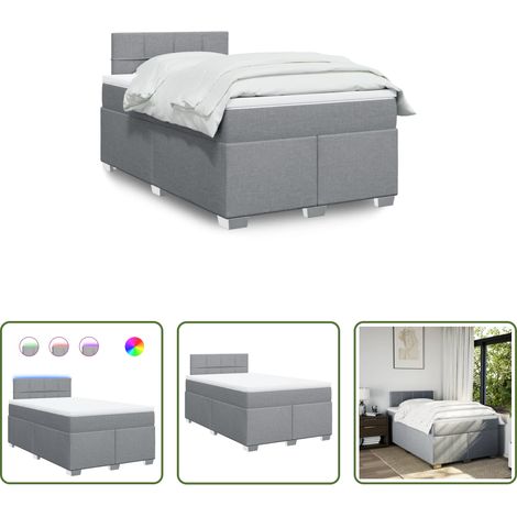 vidaXL Surmatelas - Sommier à lattes de lit et matelas gris clair 120x190 cm tissu (1/5)