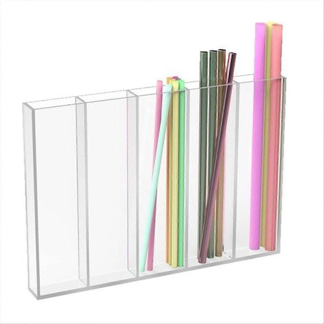 Acrylique straw support pour meuble straws récipient pour cupboard avec double face adhesive straws distributeur (1/5)