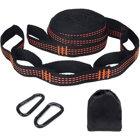 Filiyano – Kit de fixation pour – Sangle pour hamac à fixer aux arbres avec 2 cordes de hamac de 280 cm x 2,5 cm et 2 mousquetons en fer. Kit de (1/4)