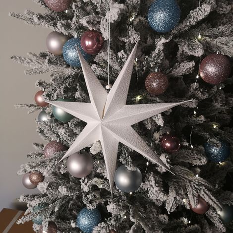 38cm White Paper Foldable Star Christmas Decoration (1/5)