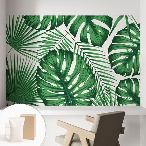 Tapete Vliestapete mit Kleber - Wanddekoration Wohnzimmer - Tapete Schlafzimmer Tropische Blätter 104x70 cm (1/5)