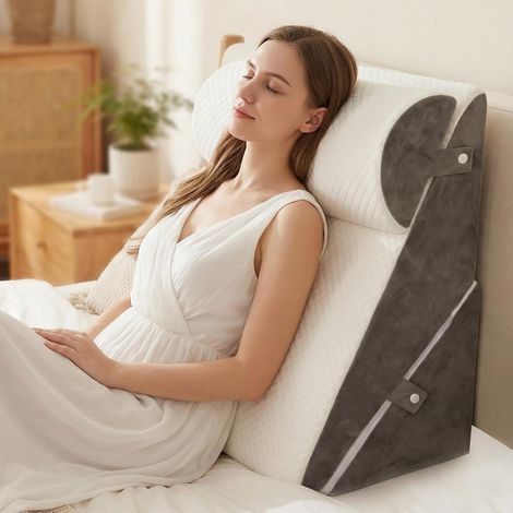 Coussin en coin réglable pour lit, coussin de lecture pour lit et canapé, coussin anti-reflux en mousse, coussin dorsal pour le dos, pour l’apnée du sommeil, la lecture, l’élévation du sommeil (1/5)