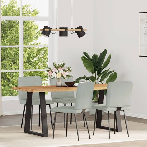 Maison Exclusive - Esszimmerstühle 4 Stk. Hellgrau Samt (1/5)