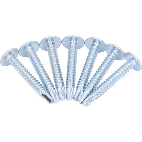 50 vis autoperceuses à tête cruciforme, acier carbone galvanisé, 4,2x32 mm, rondelle plate, lot de 50 (1/5)